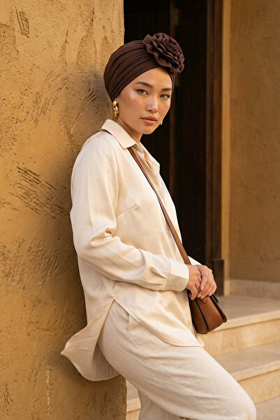 Aisha's Design Bonete din bumbac pieptănat cu trandafiri, B-21, maro