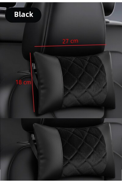 AYAZGRUP Pernă pentru gât auto, pachet de 2, piele de pufă, neagră, căptușită cu fibre anti-transpirație, ortopedică