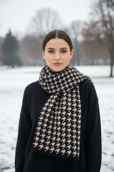 Onur Eșarfă - model picior de gâscă eșarfă de iarnă pentru gât țesătură groasă de calitate produs gramaj față-verso