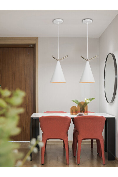 best power مصباح معلق بسيط بلمسة نهائية بيضاء غير لامعة مع لمسات ذهبية - ضوء سقف قابل للتعديل لـ M