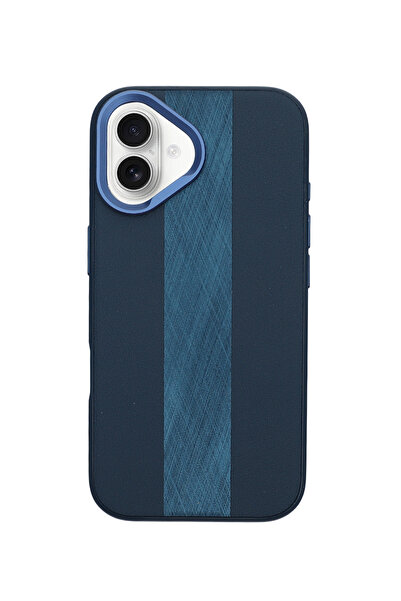 Velvoria غطاء هاتف آيفون 17 بخطوط أفقية بلون نيلي عميق