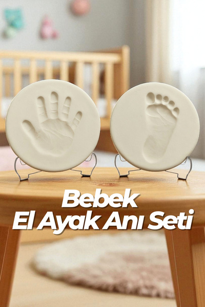 4koma Bebek El Ayak İzi Anı Seti - Yeni Doğan Bebek Kişiselleştirilebilir Kil - El ve Ayak İçin