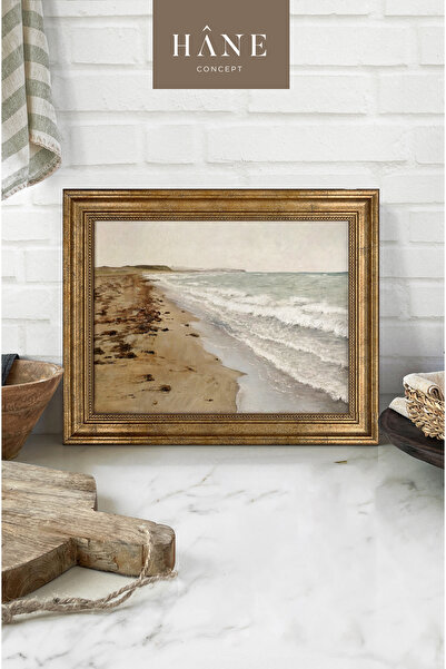 Hane Concept Vintage Deniz Manzarası Baskılı Çerçeveli Tablo, Galeri Duvarı, Sanatsal Baskı, Çiftlik Evi Dekor