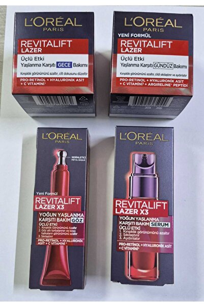 L'Oreal Paris Revitalift Lazer Yoğun Yaşlanma Kırışıklık Karşıtı 4'lü Cilt Bakım Seti