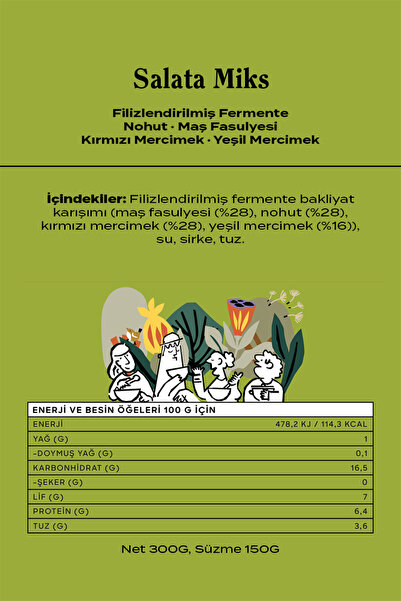 THE GOOD WİLD Filizlendirilmiş Fermante Salata Miks | Yemeye Hazır Glutensiz Ürün | Vegan | Yüksek Lif | 300 Gr