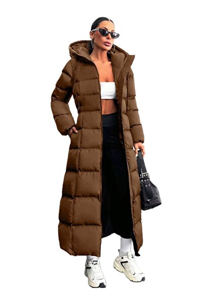 ParlaMira Palton lung pentru femei cu glugă Premium, ușor de umflat