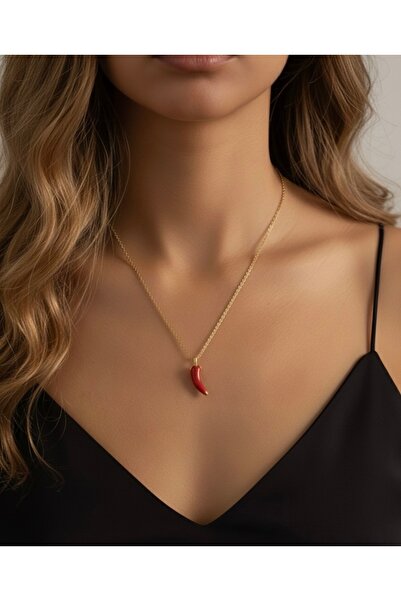 Genel Markalar GlowSu - Kırmızı Biber Kolye | Şans Uğuru Nazarlık Takı | Kadın Chili Charm Kolye