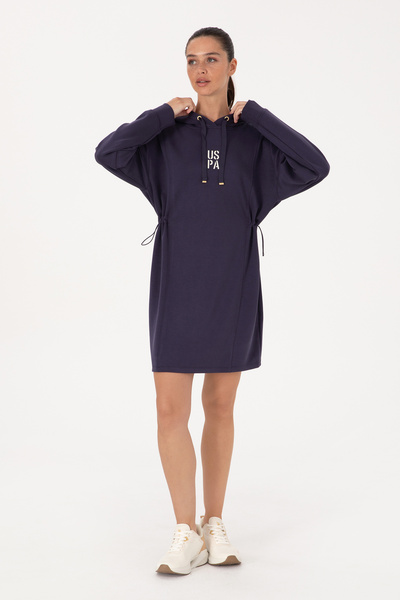 U.S. Polo Assn. Kadın Mürdüm Modal Karışımlı Mini Boy Kapüşonlu Sweatshirt Elbise 50314196-VR074