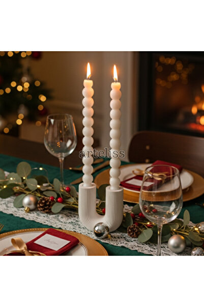 Arteliss Dekoratif U Form Şamdan | Çift Kollu Dekoratif Mumluk