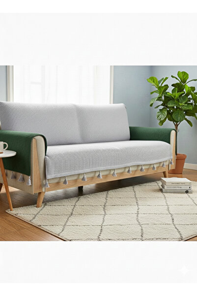 ARVA Home 180X220 Şal Model Koltuk Örtüsü %100 Pamuk Püsküllü Çekyat Örtüsü