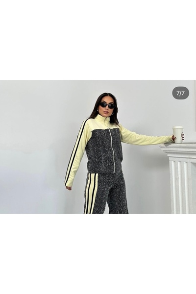 coast moda Women's Threaded 3-Thread Detailed Premium Zippered Jacket