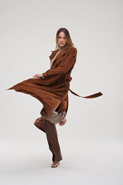 HYPNOTIC HUMAN Kruvaze Suet Trençkot