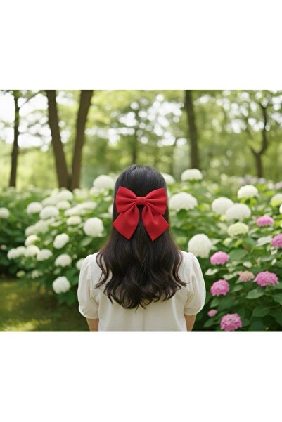 VESPERASTOREE Kırmızı Kurdela toka saten fiyonklu, klipsli toka, yetişkin, ge...