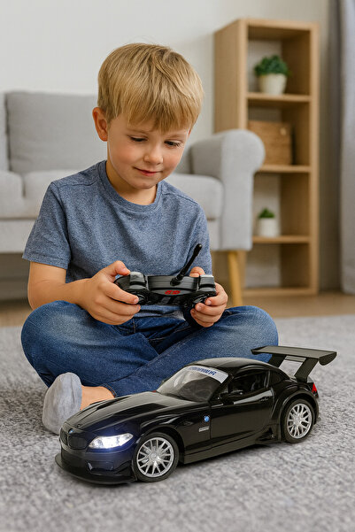 Bebelul Mașină sport radiocomandată BMW Z4 GT3 neagră scară 1:18 lumini 2.4 GHz