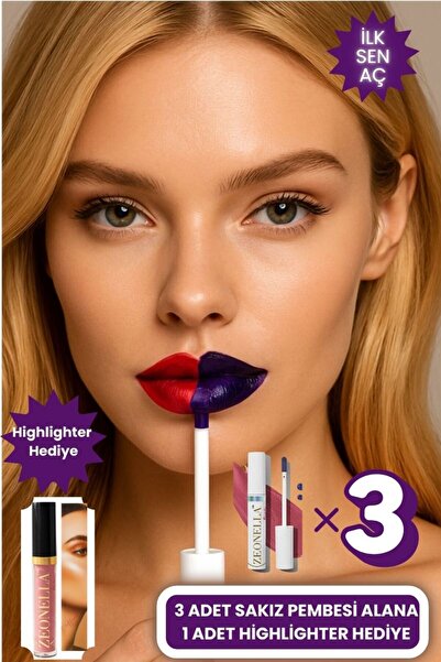 Zeonella Beauty Soyulabilir Ruj Sakız Pembesi 3 Lü Avantajlı Paket Kalıcı Dudak Dövmesi