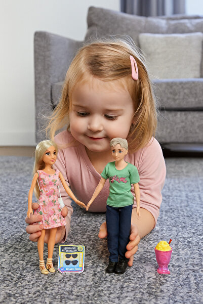 Bebelul Set papusi Anlily Fata si Baiat cu ochelari geanta accesorii si tinut...