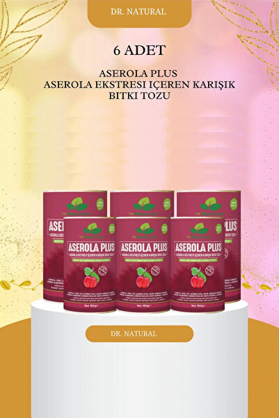 DRNATURAL 6 Adet Aserola Plus Acerola Ekstresi Içeren Karışık Bitki Tozu 150 Gr.