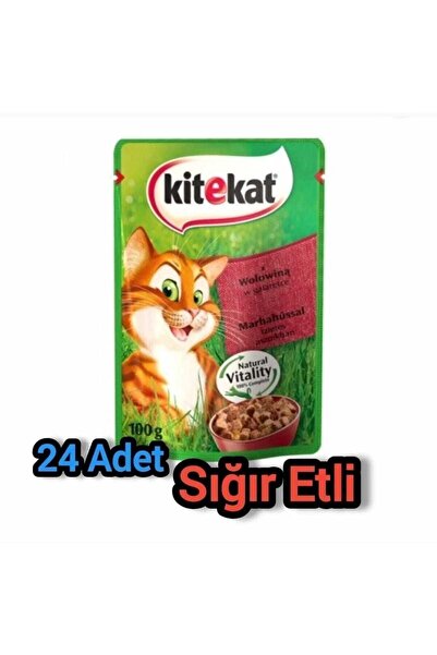 Kitekat SIĞIRLI GRAVY SOSLU KEDİ YAŞ MAMA 85 GR. 24 ADET