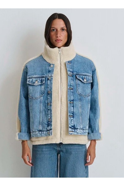 Mavi M1110278 Rubina 90lar Suni Kürklü Jean Ceket Kadın Mont