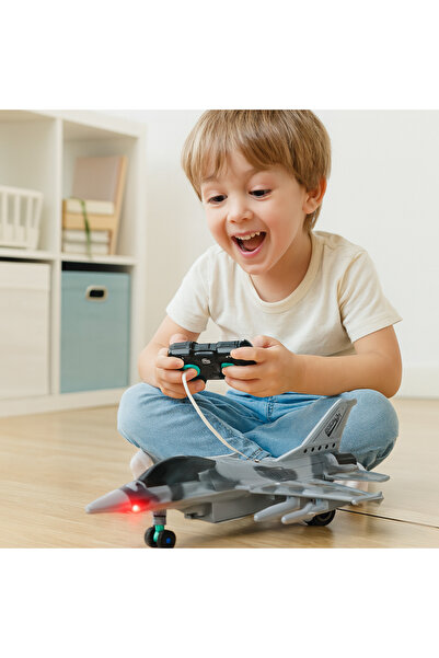 Bebelul Avion cu telecomanda GRI lumini si rotire 3 ani+