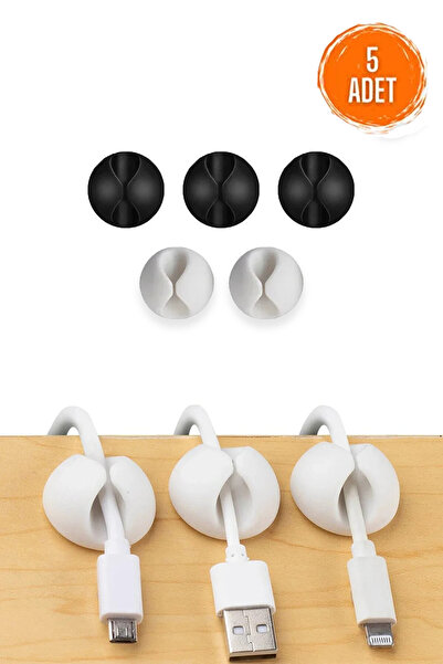 COZY SENSE Kablo Sabitleyici 5 Adet Yapışkanlı Kablo Toplayıcı Su Geçirmez Ma...