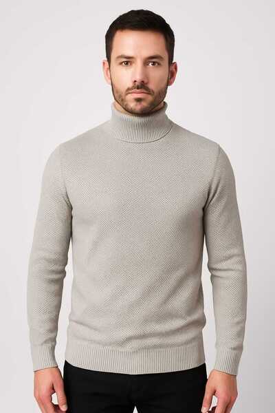 ANATOLIATEKSTILE Men's high-neck sweater - airy knit model, elegant casual style