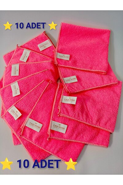 CAQA HOME 10'lu Pembe 40x40 Cm Mikrofiber Mutfak Ve Genel Temizlik Bezi, Mikr...