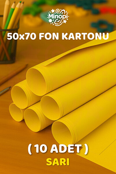 Minopi Sarı Fon Kartonu 50x70 cm 10'lu Paket Renkli Fon Kartonu