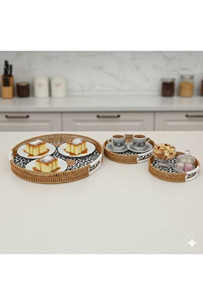 melodi Üçlü hasır oval tepsi