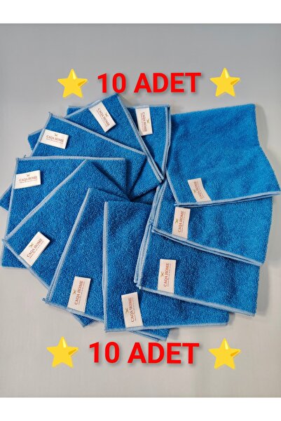 CAQA HOME 10'lu Mavi 40x40 Cm Mikrofiber Mutfak Ve Genel Temizlik Bezi, Mikro...