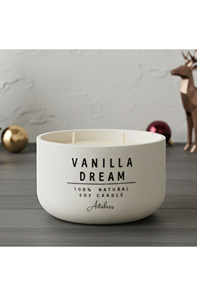 Arteliss Vanilya Kokulu Mum | Vanilla Dream | Beyaz Beton Kaplı Doğal Soya Mum