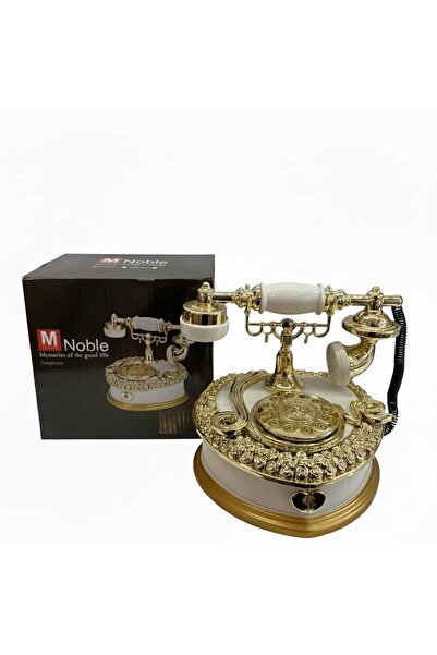 Krkluxury Nostaljik Beyaz Çevirmeli Telefon Dekor Müzik Kutusu Ahizeli