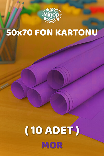 Minopi Mor Fon Kartonu 50x70 cm 10'lu Paket Renkli Fon Kartonu