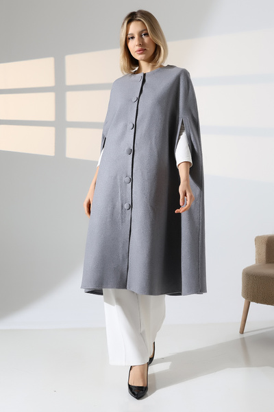 ensade عباءة رمادية مخيطة