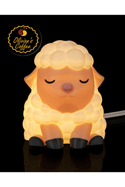 Olivians Coffee Olivian's Uyuyan Sevimli Kuzu Masa Lambası / Gece Lambası (Be...