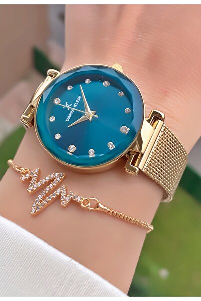 Daniel Klein Altın Renk 2 Yıl Garantili Hasır Kordon Orijinal Kadın Kol Saati-Bileklik Hediyeli