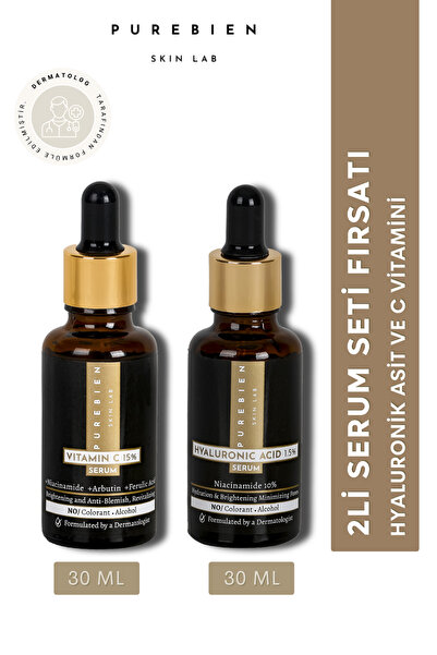 purebien skin lab Hyaluronik + C Vitamini Serum Set