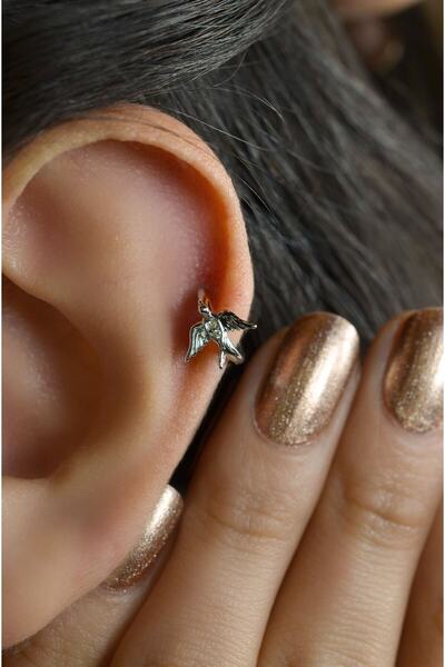 Sacce Scarves&Accessories Kırlangıç Helix Piercing Kıkırdak Küpesi Gümüş Renkli