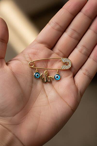 BY BARUN SİLVER Women's 925 Sterling Silver Evil Eye Beaded Fork Needle - Ros...