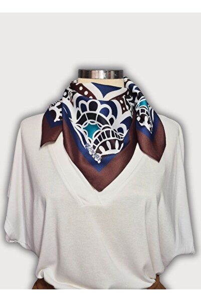 POZİTİF MRK وشاح من الساتان التويلي البني بنمط ماندالا الأرضية والهواء والماء...