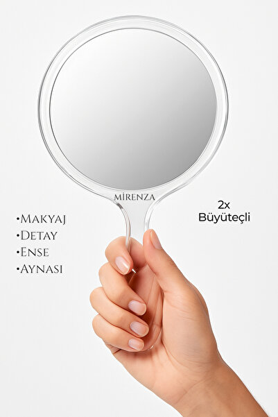 mirenza cosmetic 2 Yönlü Plastik Yuvarlak Ense Aynası - Makyaj Aynası - 2x Bü...