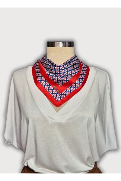 POZİTİF MRK وشاح أحمر باندانا حريري من الساتان منقوشة سينتيماني