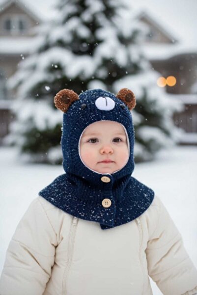 Aware Time 0-12 Ay Kız ve Erkek Çocuk Figürlü İçi Polarlı Kar Maskesi