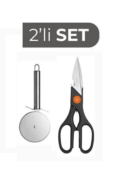 ZUZU MADE Paslanmaz Çelik Çok Amaçlı Siyah Mutfak Makası Ve Paslanmaz Çelik 1...