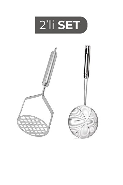 ZUZU MADE Paslanmaz Çelik Mutfak Seti 26 Cm Patates Ezici Ve Kızartma Yağ Kev...