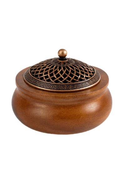 genernic مبخرة خشبية بغطاء نحاسي - تصميم كلاسيكي