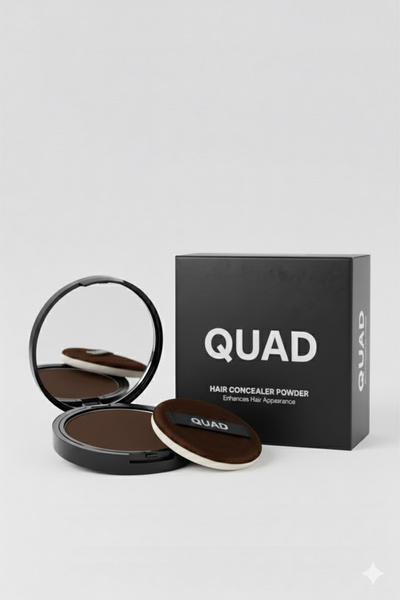 QUAD Unisex Kahverengi Saç & Sakal Toz Kapatıcı Dolgunlaştırıcı Pudra – Doğal Topik Etki 10gr