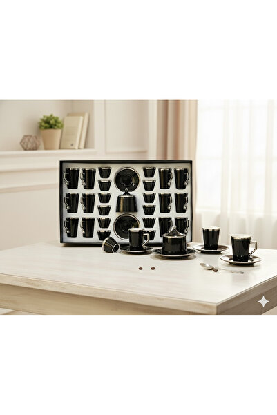 Generic طقم أكواب شاي مع الصحون وفناجين قهوة وسكرية بتصميم جذاب 37 قطعة