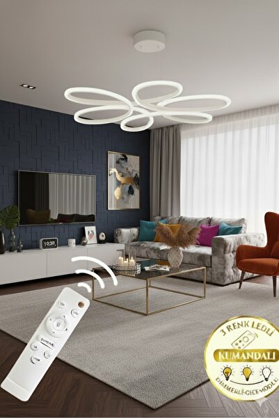 Ece Aydınlatma Luxor Beyaz Kasa 60 cm Sarkıtma Kumandalı Modern Ultra Power L...