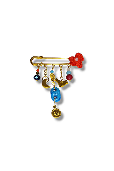 STE El Yapımı Süryani Taşlı Dantel Çiçekli İskoç İğnesi – Kuş, Hilal ve Tuğra...